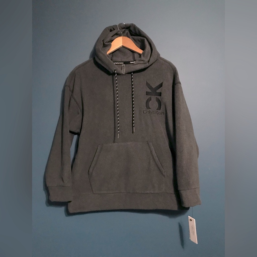 NWT Calvin Klein- Womens Charcoal Fleece Pullover Hoodie
